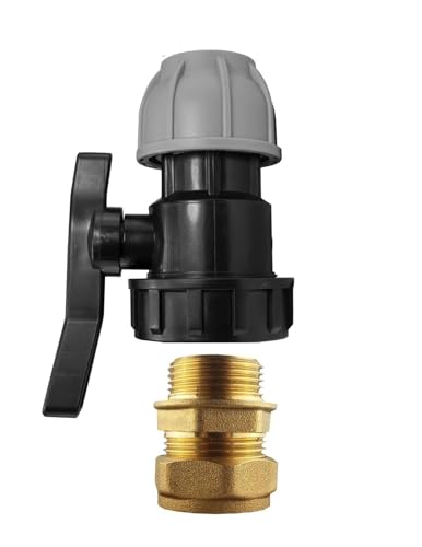 MDPE to Copper Compression Fitting - Durable Elbow, Tee, and Straight Connector for Water Pipes (15mm, 22mm, 28mm) Leak-Proof Design for Plumbing and Irrigation Systems (32mm Valve - 28mm Copper)
