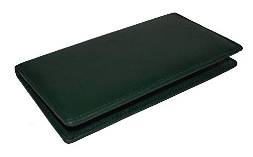 NEW Mens Womens Genuine Leather Cowhide Checkbook Cover Holder Super Slim Plain (green)