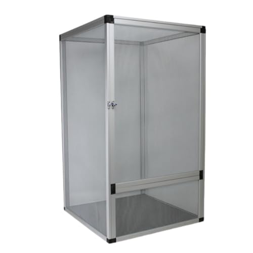 Yobuisg 爬虫類ペット飼育箱カメレオントカゲヘビアルミ合金取り外し可能な換気 飼育ケース カルシウム ヤモリ 飼育 アクリルケージ ヒョウモントカゲモドキ ケージ 爬虫類 ラック パルダリウム ケージ カメレオン ケージ (45*45*80cm,シル