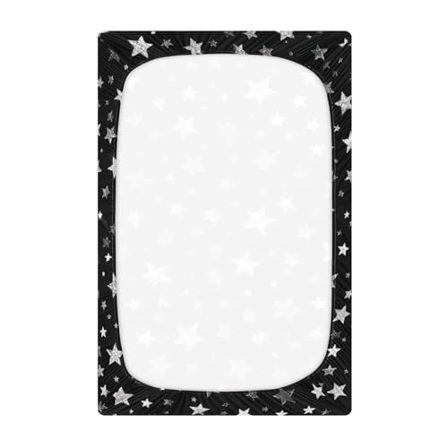 Image of Crib Sheet Breathable Soft Crib Mattress Sheet for Baby Toddler Boys Girls Fitted Crib Sheet Fit Standard Crib Mattress 39 x 27 Inch Sparkly Silver Stars