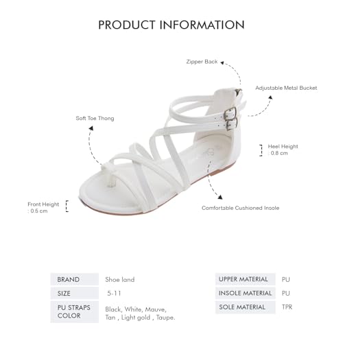 Image of Shoe Land Gladiator Sandals for Women - Strappy Flat Sandals with Ankle Strap & Back Zipper | Fisherman Thong Strappy Style for Walking, & Daily Wear | Trendy 2025 Summer
