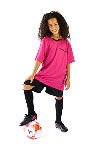 Pairformance Boys Soccer Jerseys Sports Team Training Uniform Girls Age 6-12 Youth Shirts And Shorts Set Indoor Soccer (Dark Pink, Small) #TOP1
