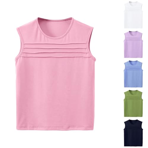 Girls Tank Top Solid Athletic Dance Tops Sleeveless Pleated T-Shirt Quick Dry Undershirt Kids Basic Tank Summer Blouse3