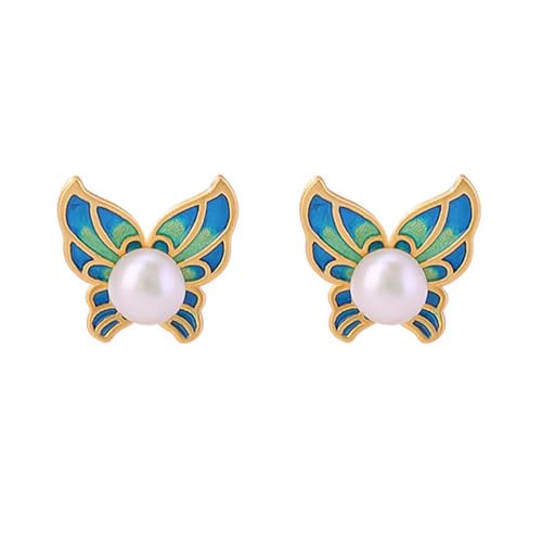 Boucles d'oreilles papillon bleu en émail pour illuminer vos tenues
