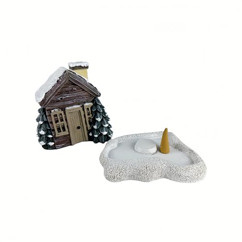 Lovely Log Cabin Incense Burner Mini Snowy Winter Chimney Cottage Ash Catcher Yoga Accessories Meditation Accessories Home Chimney Decorations