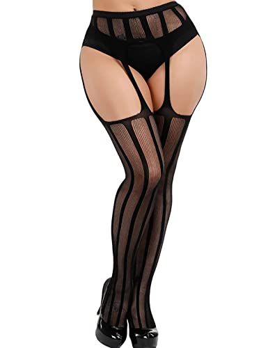 Women's Garter Belt Fishnet Tights Stockings High Waisted Suspender Pantyhose