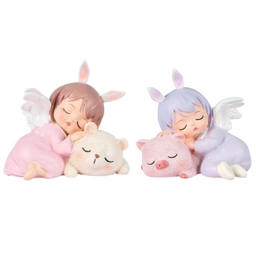 2 Figuras de ángel de resina STOBAZA, adornos para pasteles de bautizo y regalo infantil