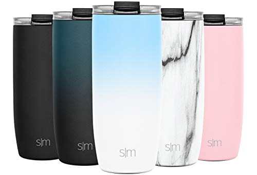 Simple Modern 20OZ Voyager Tumbler - Vacuum Insulated Double-Walled 18/8 Stainless Steel Travel Mug with Closing Flip Lid and Straws - Gift Flask Cup Ombre: Santorini Breeze