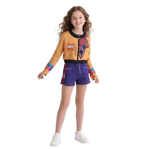 Girls Rumi Demon Costume, Kids Anime Cosplay Halloween Outfit for Fancy Party Carnival Theme Dress Up3