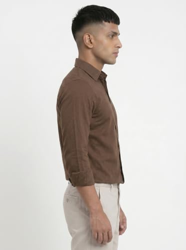 Image of DOXIC Men's Cotton Shirt with Spread Collar Neck Full Sleeves Classic Style Solid Pattern Regular Fit and Standard Length | Formal & Casual Wear Shirts