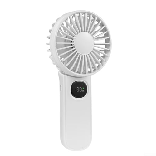 MeevrgR Ventilador plegable de mano, ventilador portátil, plástico, ángulo ajustable, luz LED, cubierta de malla extraíble, 91x50x193.5mm, carga tipo C (blanco)