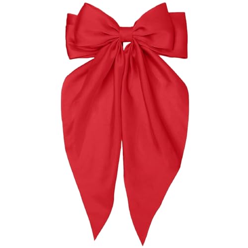 Red Hair Bow for Women Girls Big Satin Bow Clip with Long Tail Red Hair Accessories