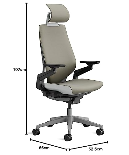Image of Steelcase Gesture Ergonomic Office Chair with 360 Armrests, 3D Live Back Lumbar Support, Adjustable Headrest Truffle, 66 x 62.5 x 107 cm