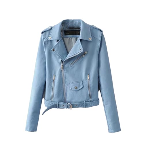 Women Punk Leather Blazer Zipper Motorycle Jacket Outwear Overcoat Spring Autumn Long Sleeves Bomber Jacket