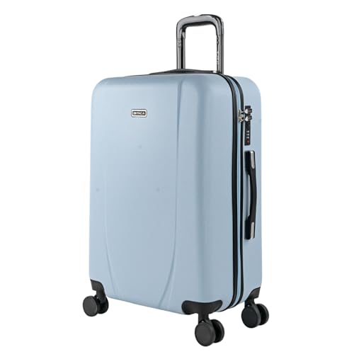 ITACA - Maleta Mediana 55x40x20 de Viaje rígidas Trolley con 4 Ruedas Dobles para Avion Ligera Equipaje de Mano candado de combinación., Azul Claro