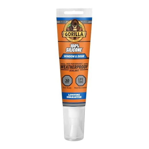 Gorilla 100% Silicone Window and Door Sealant Caulk, 2.8 fl oz, Clear, Waterproof, Easy to Use Touch-Up Caulking for Window Frames Door Frames Siding Trim Vents Indoor Outdoor