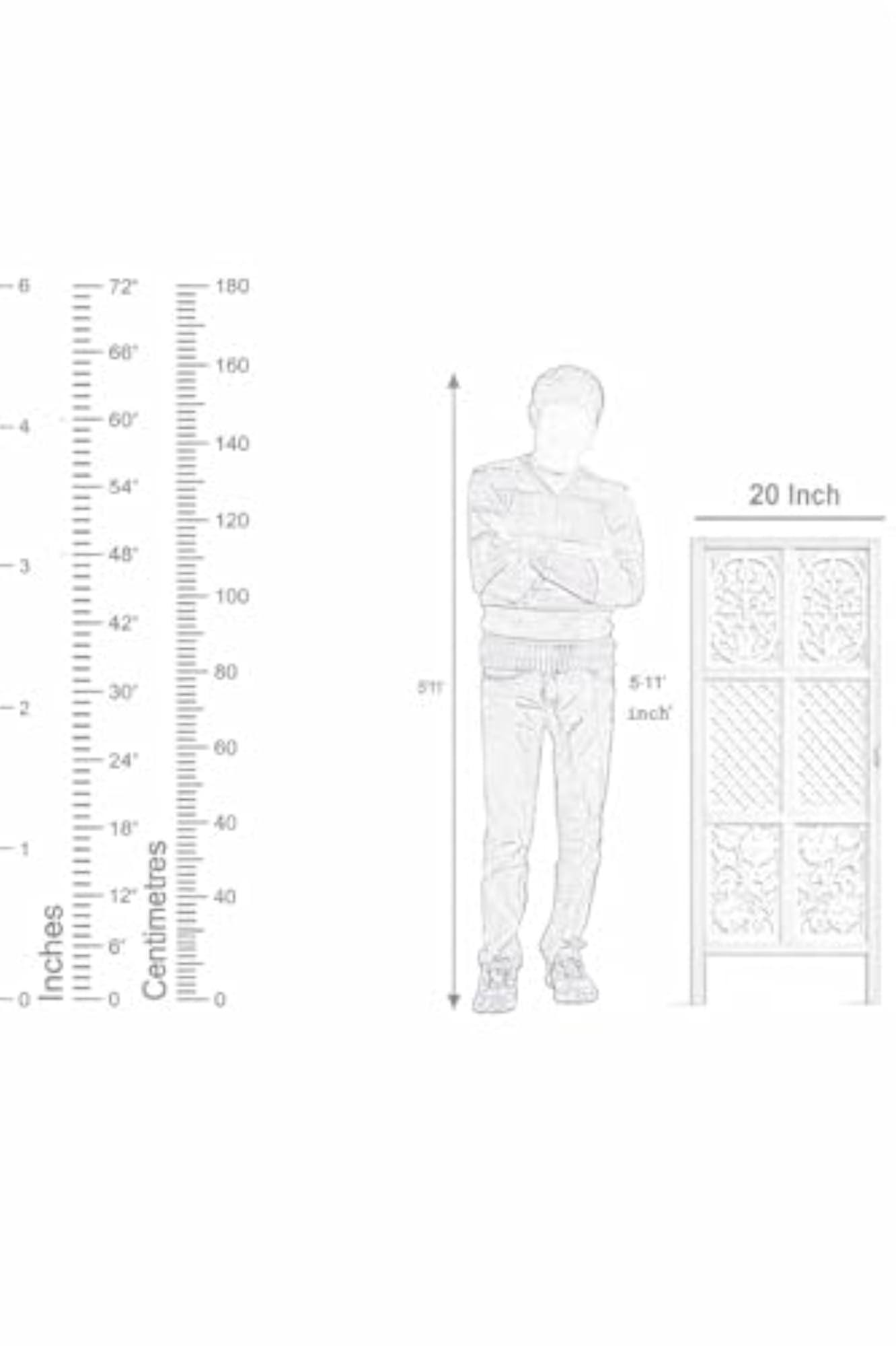 Wooden Room Divider Partition, 4FT Folding Privacy Screen