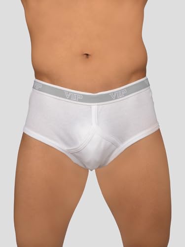 Image of VIP Signor Men's Super Combed Cotton Rib Solid White Briefs with Ultra Soft Waistband
