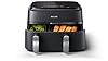Philips Dual Basket Air Fryer 3000 Series — 8-in-1 functions, 9.5 Quarts Airfryer, 2 Drawers, Auto-sync Cooking Time, 90% Less Fat, Rapid Air Technology, HomeID App, Dishwasher Safe, Black (NA351/00)