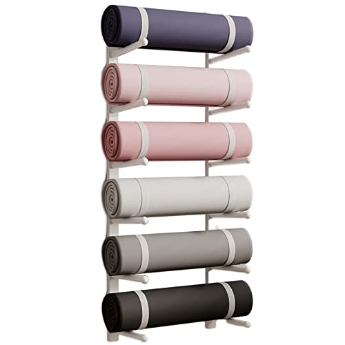 Stocke des haltères et kettlebells sur ce support de tapis de yoga mural