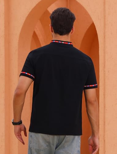 ABAFIP Mexican Shirts for Men Traditional Fiesta Colorful Casual Short Sleeve Button Down Shirt with Pocket3