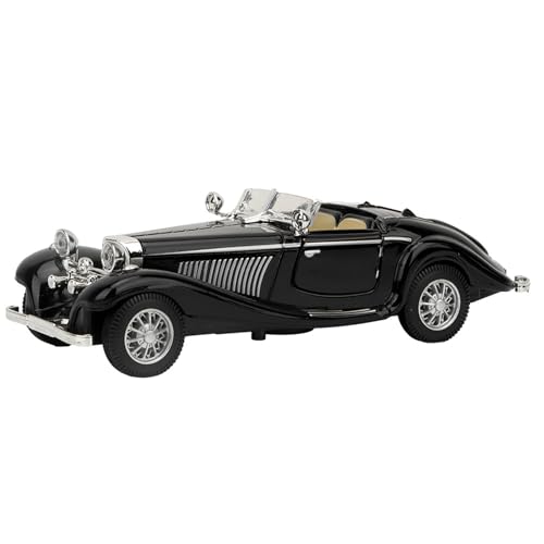 ViaGasaFamido Antike Klassische Modellautos mit Schall Leichter Cabrio Roadster Vintage Kind Kid High Simulation Rücken Sie Autspielzeug Legierung Fahrzeug für Mädchen Kinder (Black)