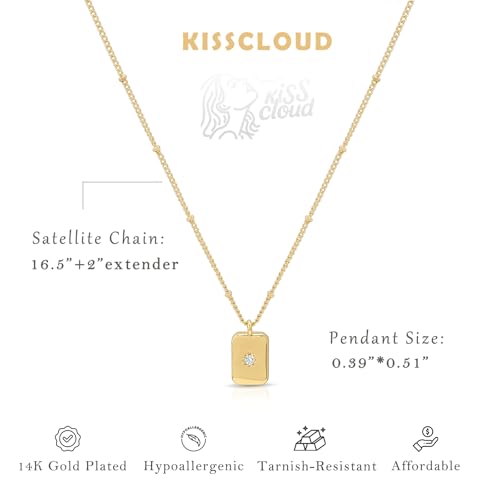 Image of Gold Silver Necklace for Women, Dainty Cubic Zirconia Pendant