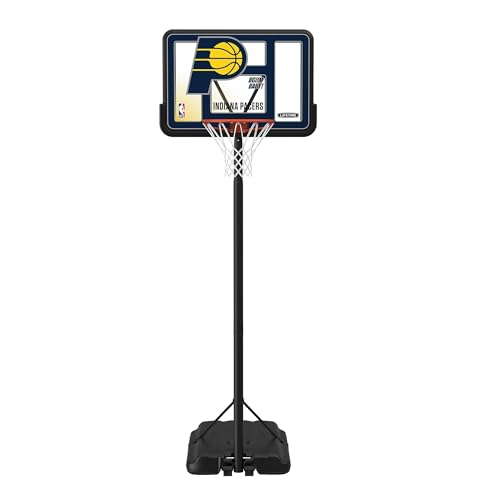Image of Lifetime NBA Indiana Pacers Portable Basketball Hoop, Adjustable Height 7.5-10 Ft, 44 Inch Shatterproof Fusion Backboard, Base with Wheels