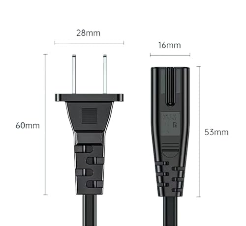 2 Prong Power Cord Cable for Yamaha YAS-106 ATS-1080 YAS-209 YAS-209BL YAS-108 ATS1080-R YAS-207BL ATS-1060 Sound bar Soundbar Cord Replacement