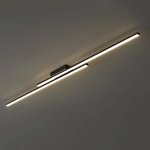 Image of XYHAZCSM LED Ceiling Lighting Fixture Minimalism Semi Flush Mount Long Strip Ceiling Lamp Warm White 3000K Linear Close to Ceiling Light Brass Corridor Stair Aisle Ceiling Lamps (Black-120CM)