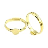 bases para anillos chile - - NBEADS 100 Bases de Anillo Doradas de latón con Base Ajustable para creación de Anillos
