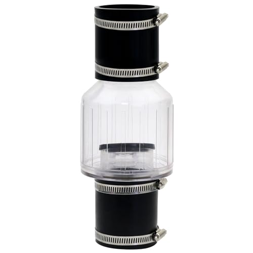 Image of 2 Inch Sump Pump Check Valve Water Pump Accessories, Steel Clamps Fit 7-1 /4 inchGap in, Spring-Loaded Flapper, Full-Flow and Non-Clog Design Installation