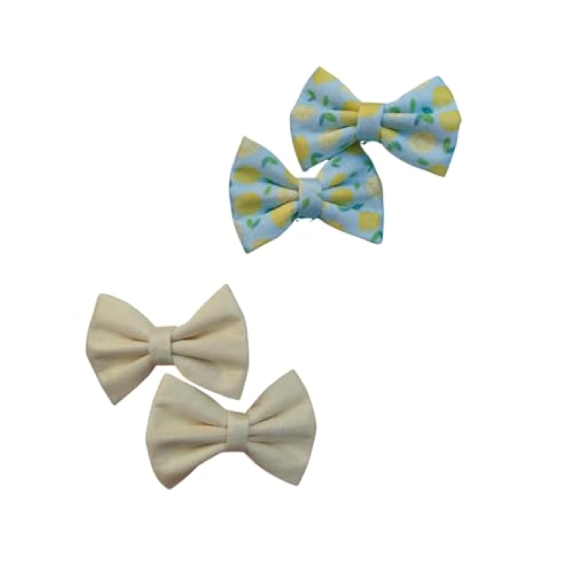 Handmade Trendy Hair Bow Clip with Blue Lemon Print