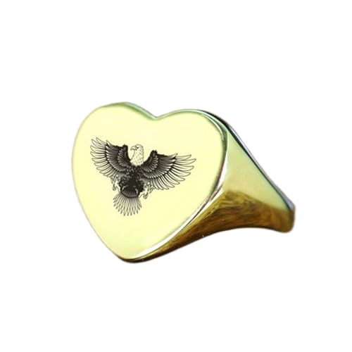 Bague aigle argent contre les allergies de peau avec chevalière vintage gravée cœur