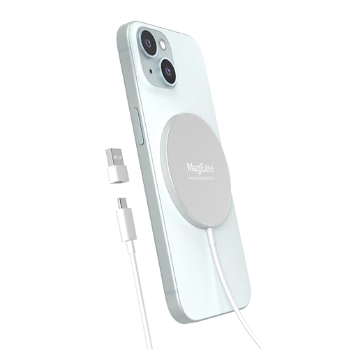 Cargador inalámbrico magnético 2 en 1 Cargador mag~Safe Diseño de aleación de Aluminio ultradelgado Compatible con iPhone 17/16/15/14/13/12 Series y AirPods 4/3/2/Pro (Titanio Plateado)