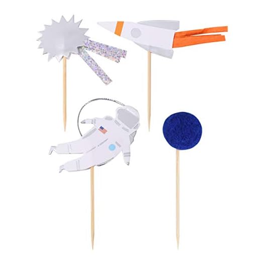 Amosfun 24 st rymd astronaut planet tårtdekorationer cupcake toppers raket astronaut rymd födelsedag bröllop baby shower tårta dekorationer festtillbehör