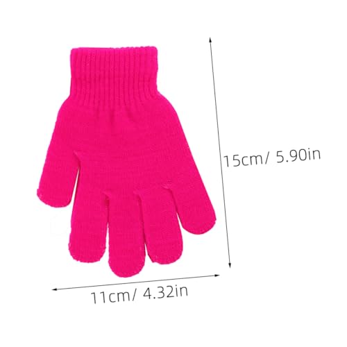 Knitted Gloves Warm Winter Full Finger Stretchy Gloves for Boys and Ages Autumn and Winter Solid Color Cozy Handwear in Rosy2