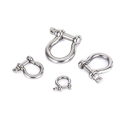 AthuAh d Ring, Stainless Shackle,Small Shackle,1Pcs D Type Steel Buckle/Bow Shackle M4 M5 M6 M8 M10 M12 M14 Lifting Hook Carabiner(Bow Shackle,M10)