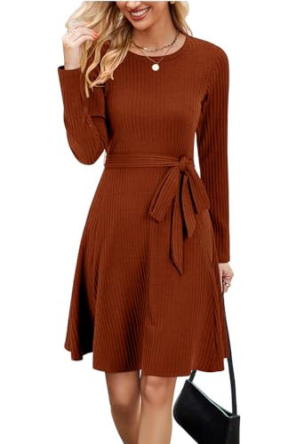 Newshows Women's Long Sleeve Fall Teacher Dresses 2025 Work Casual Knit  Pockets Winter Sweater Dress Trendy (Caramel S) at Amazon Women's Clothing  store