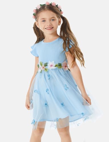 Image of PATPAT Girl's Tulle Dress Tutu Party Birthday Poster Formal Fancy Flower Princess Dresses