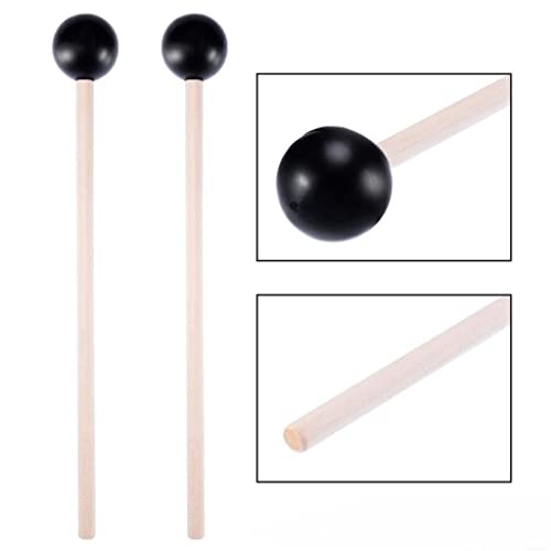Bell Mallets Glockenspiel Sticks, Rubber Xylophone Mallet Percussion With Wood Handle, 15 Inch Long,Black #TOP4