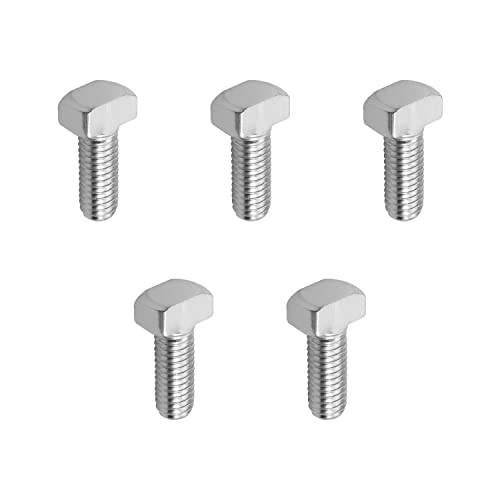Aicosineg 5Pcs M6x16mm T-Slot Drop-in Stud Sliding Screw Bolt Carbon Steel Chrome Plated T Slot Bolts Fastener for ISO 30 Series Standard T-Slot Aluminum Profile Industry Construction Silver Tone