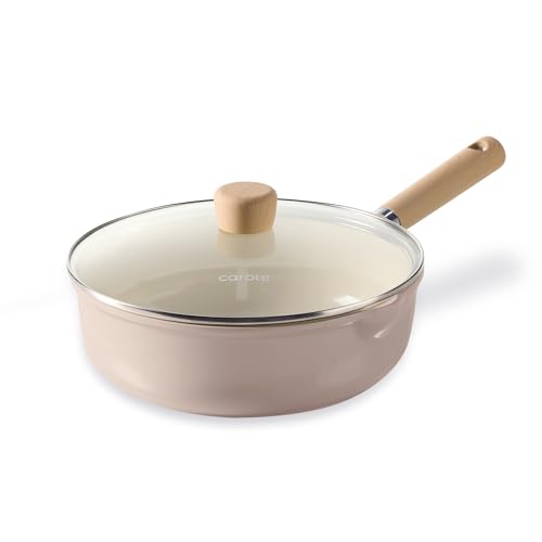 Image of CAROTE Ceramic Nonstick Frying Pan Skillet with Lid, 10" Deep Frying Pan, 4 QT Saute Pan wilt Lid, Non Stick Chef
