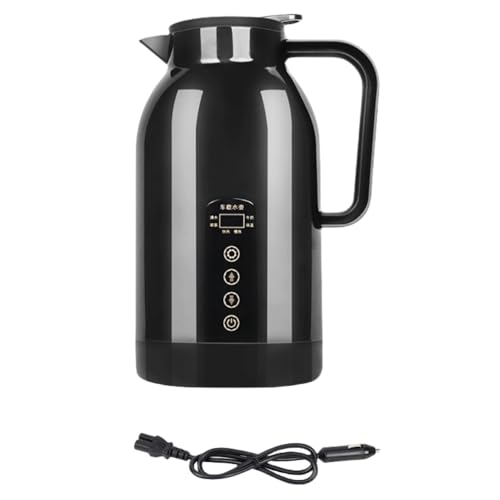 WXQ 車用湯沸かし器 12V/24V兼用 車用電気ポット1300ml大容量 お茶入れ 牛乳が温まる 旅行使用便利 小型車トラック兼用 (ブラック)