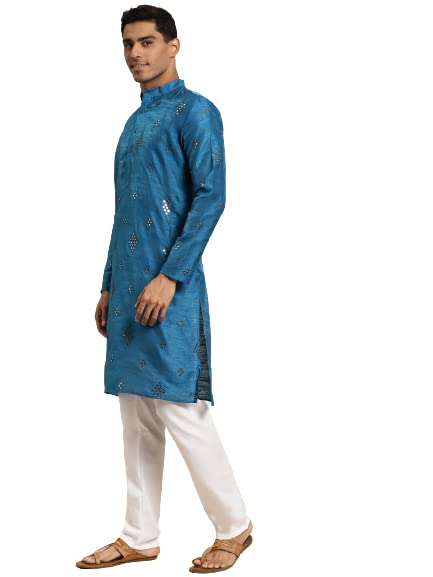 Sojanya (Since 1958 Men'S Silk Blend Mirror Work Indian Traditional Ethnic Dresses Kurta Churidar Pyjama Set3