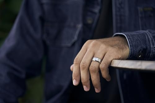 Image of The Ridge Tungsten Rings For Men - Mens Wedding Band - Strong, Durable, and Scratch-Resistant Beveled Ring With Silicone Band