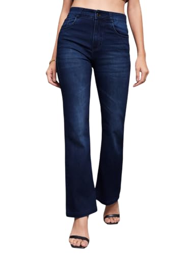 Image of Miss Chase Women's Wide-Leg High-Rise Regular-Length Stretchable Shaping Denim Jeans