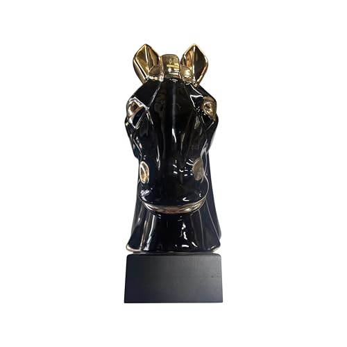 Escultura de Cerámica Caballo Negro y Dorado 12" miniatura 6