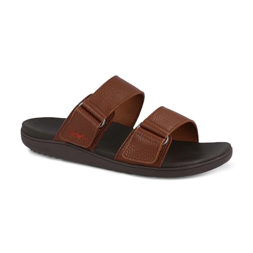 Gravity Defyer Men's GDEFY BA-LI Leather Sandal | Pain Relief | Comfort Footwear | Versoshock Proven Performance Orthotic Slides
