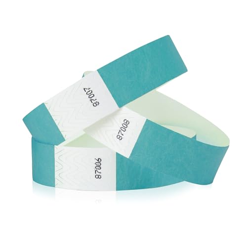 Image of 500 WristCo Caribbean Blue Tyvek Wristbands for Events - Comfortable Tear Resistant Paper Bracelets ID Wrist Bands for Concerts Festivals Admission Party Identification